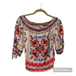 Flying Tomato Boho Floral Off the Shoulder Blouse Size Extra Small